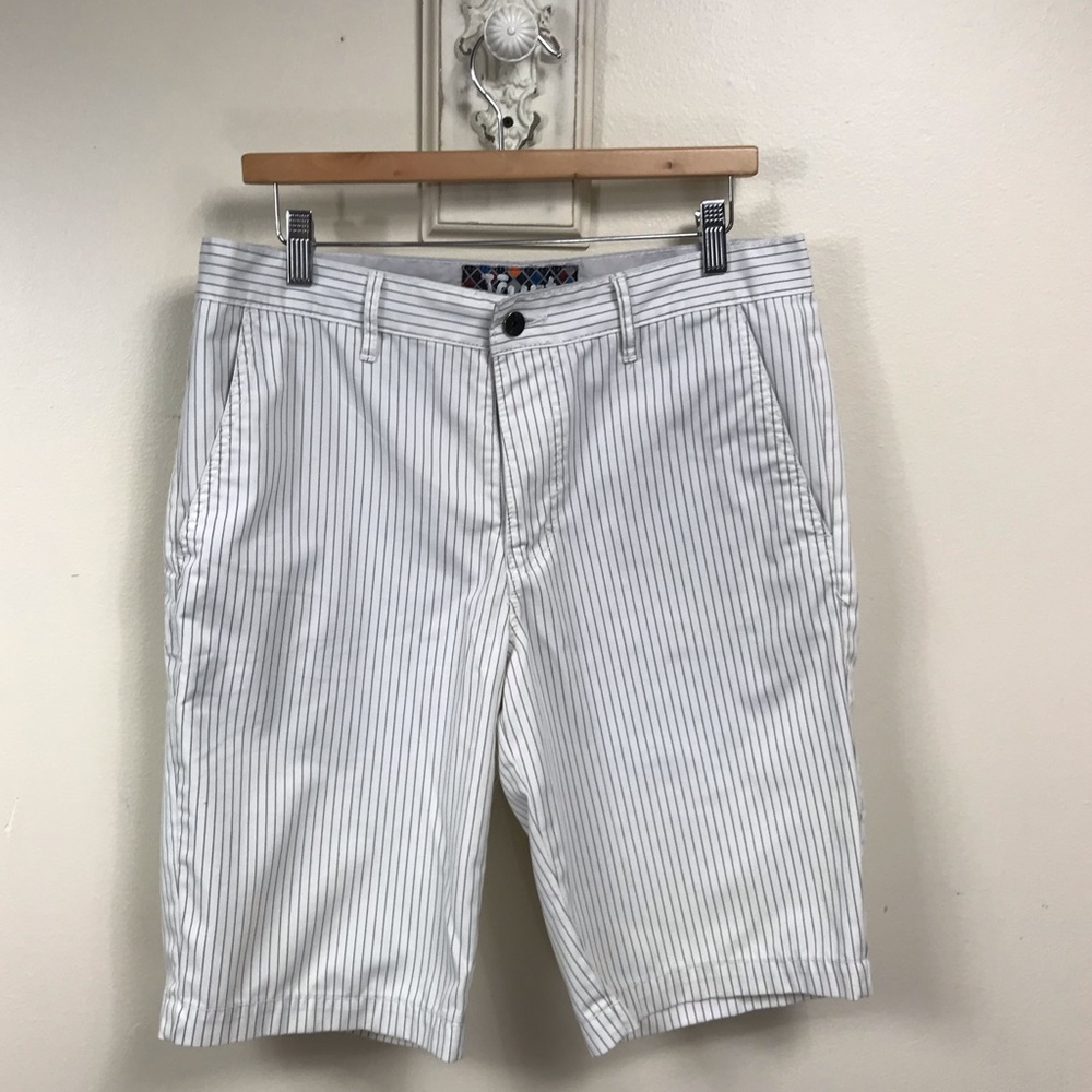 Vurt White Pinstripe Shorts